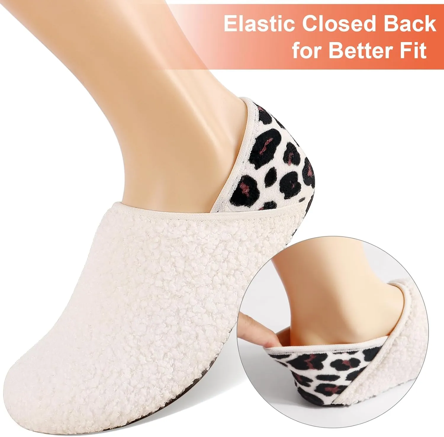 DOMMARE House Slippers for Men Women Indoor, Bedroom Shoes Warm Barefoot Socks, Foam Lining Slip-On Elastic Closed Non-Slip Travel Loafer Slippers