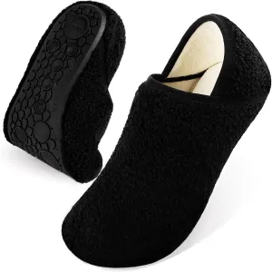 DOMMARE House Slippers for Men Women Indoor, Bedroom Shoes Warm Barefoot Socks, Foam Lining Slip-On Elastic Closed Non-Slip Travel Loafer Slippers