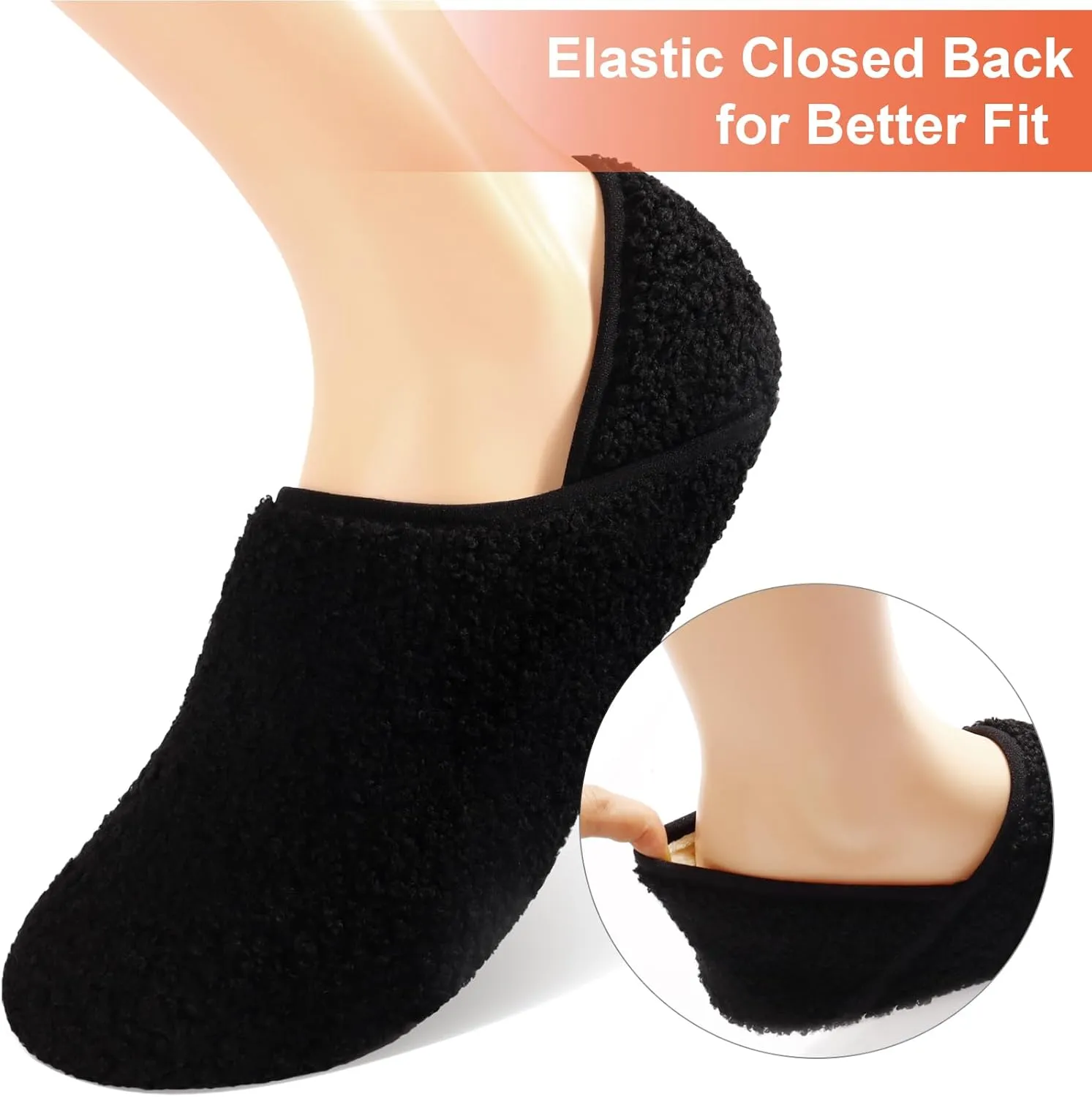 DOMMARE House Slippers for Men Women Indoor, Bedroom Shoes Warm Barefoot Socks, Foam Lining Slip-On Elastic Closed Non-Slip Travel Loafer Slippers