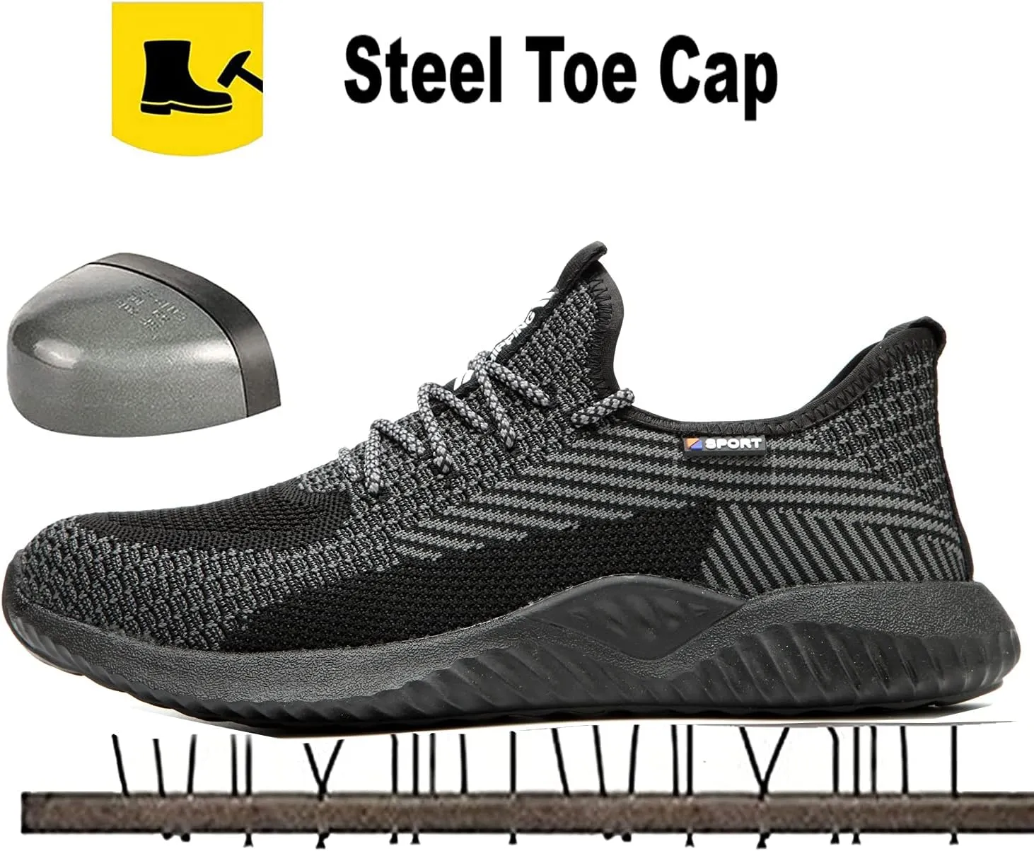 Drecage Steel Toe Safety Shoes for Women Men Work Shoes Industrial & Construction Sneakers Puncture Proof Lightweight Working Shoes