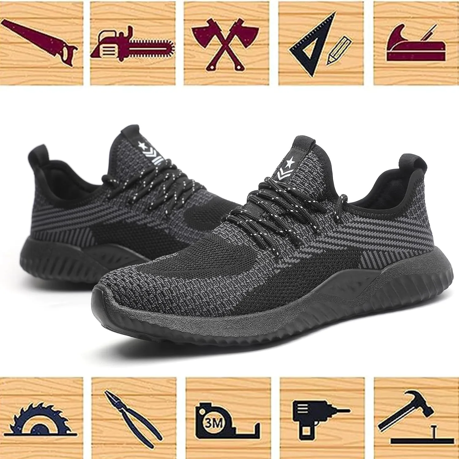 Drecage Steel Toe Safety Shoes for Women Men Work Shoes Industrial & Construction Sneakers Puncture Proof Lightweight Working Shoes