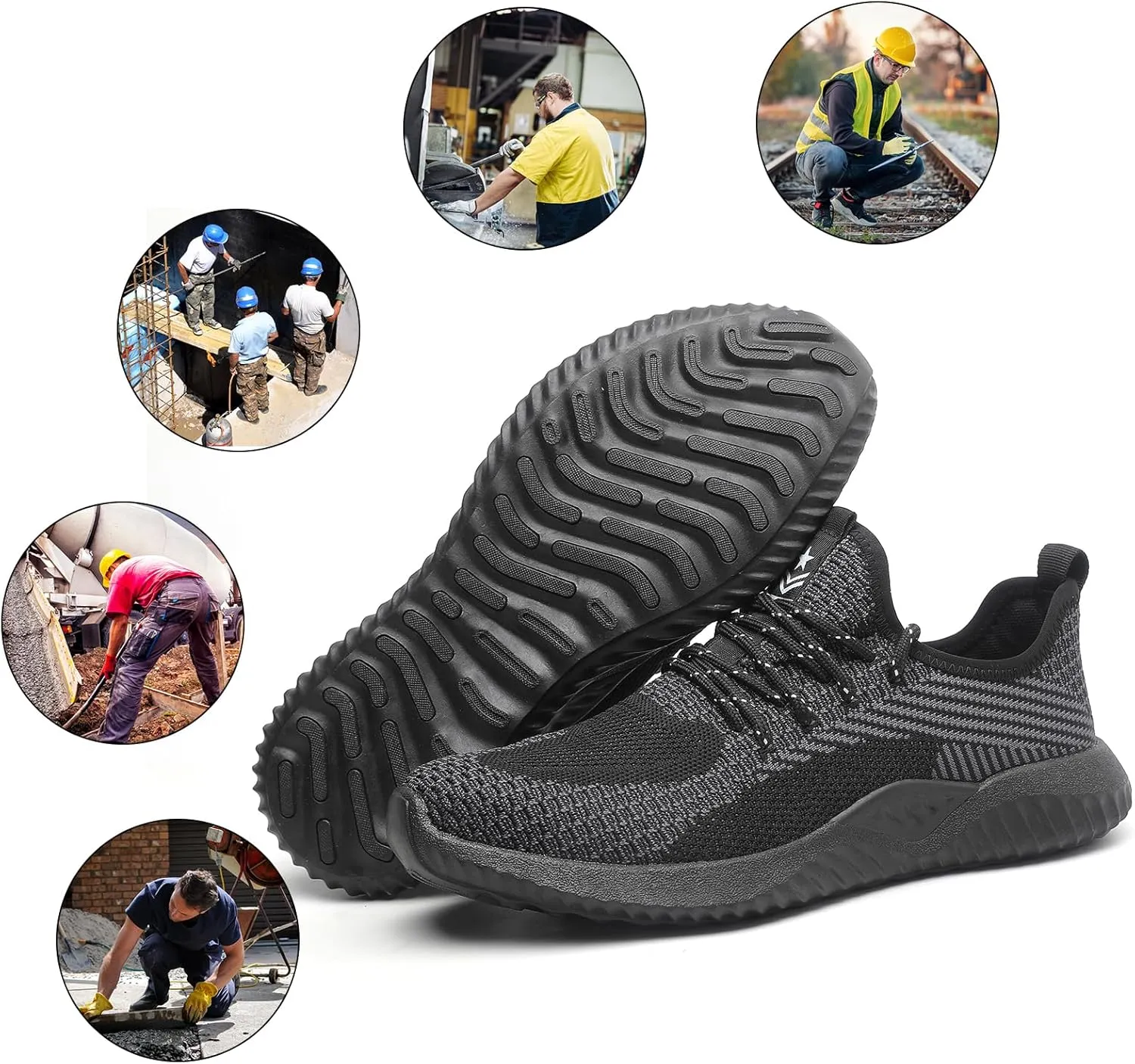 Drecage Steel Toe Safety Shoes for Women Men Work Shoes Industrial & Construction Sneakers Puncture Proof Lightweight Working Shoes