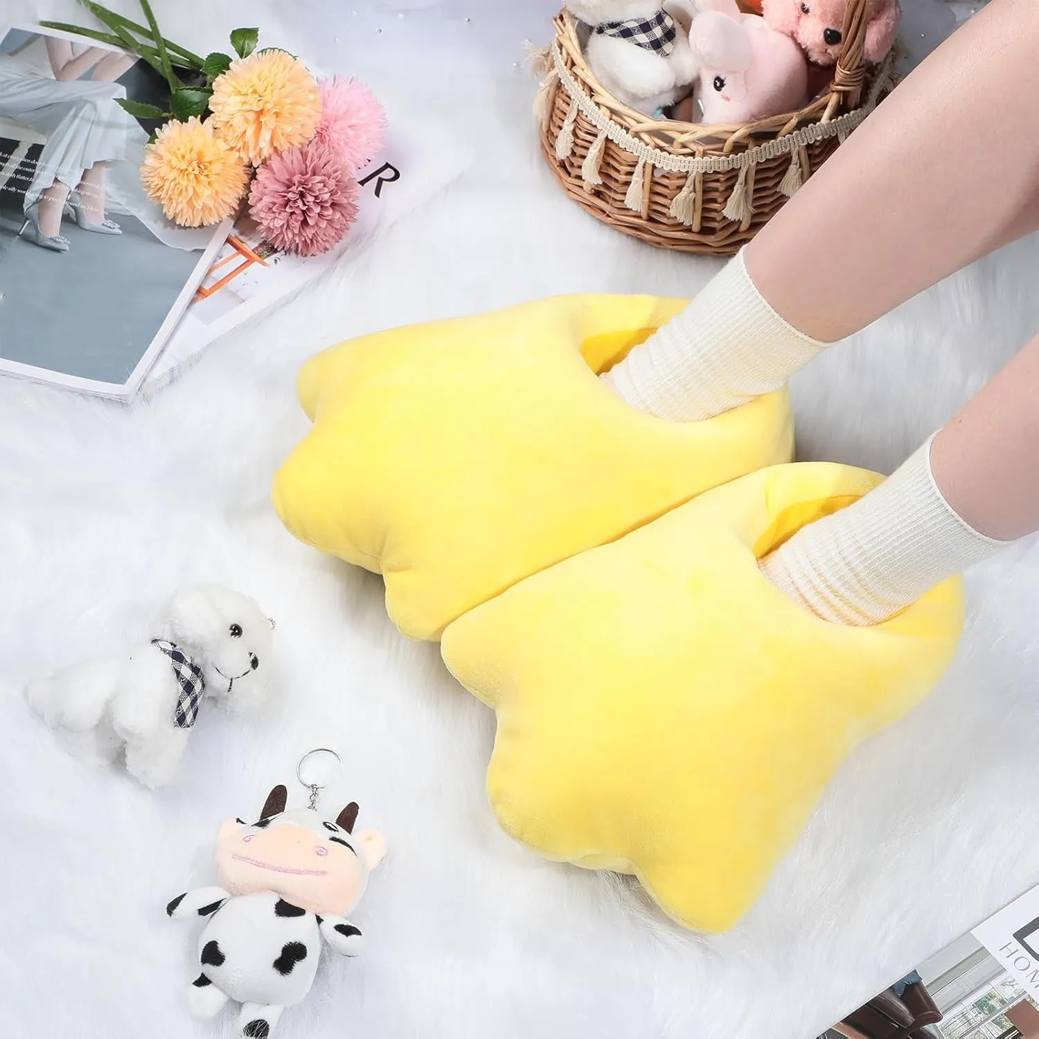 Duck Slippers, Cute Animal Feet Slippers Indoor House Plush Slippers, Duck Slippers Winter Feet Slippers Fluffy