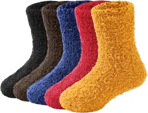 Durio Kids Fuzzy Socks for Girls Toddler Slipper Socks for Kids Warm Winter Cozy Socks 5 Pack