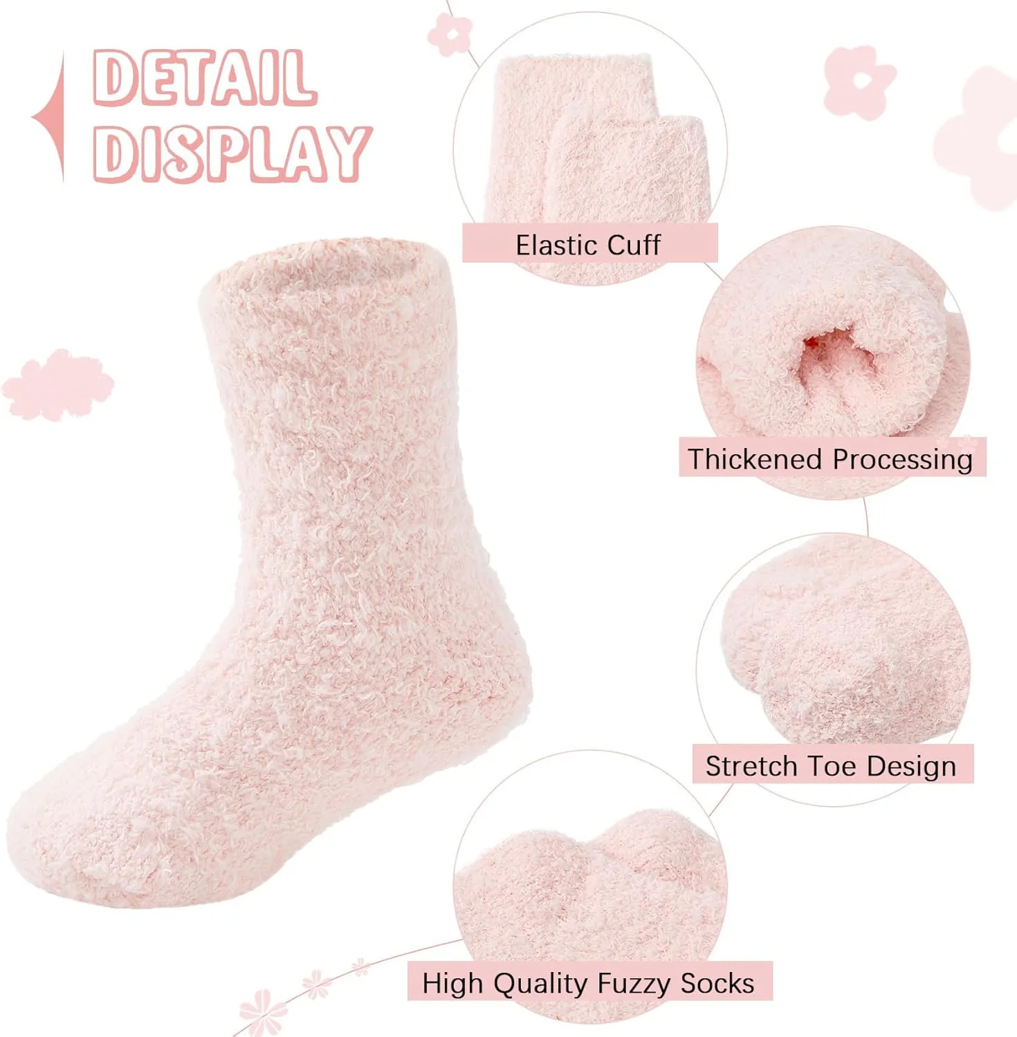 Durio Kids Fuzzy Socks for Girls Toddler Slipper Socks for Kids Warm Winter Cozy Socks 5 Pack