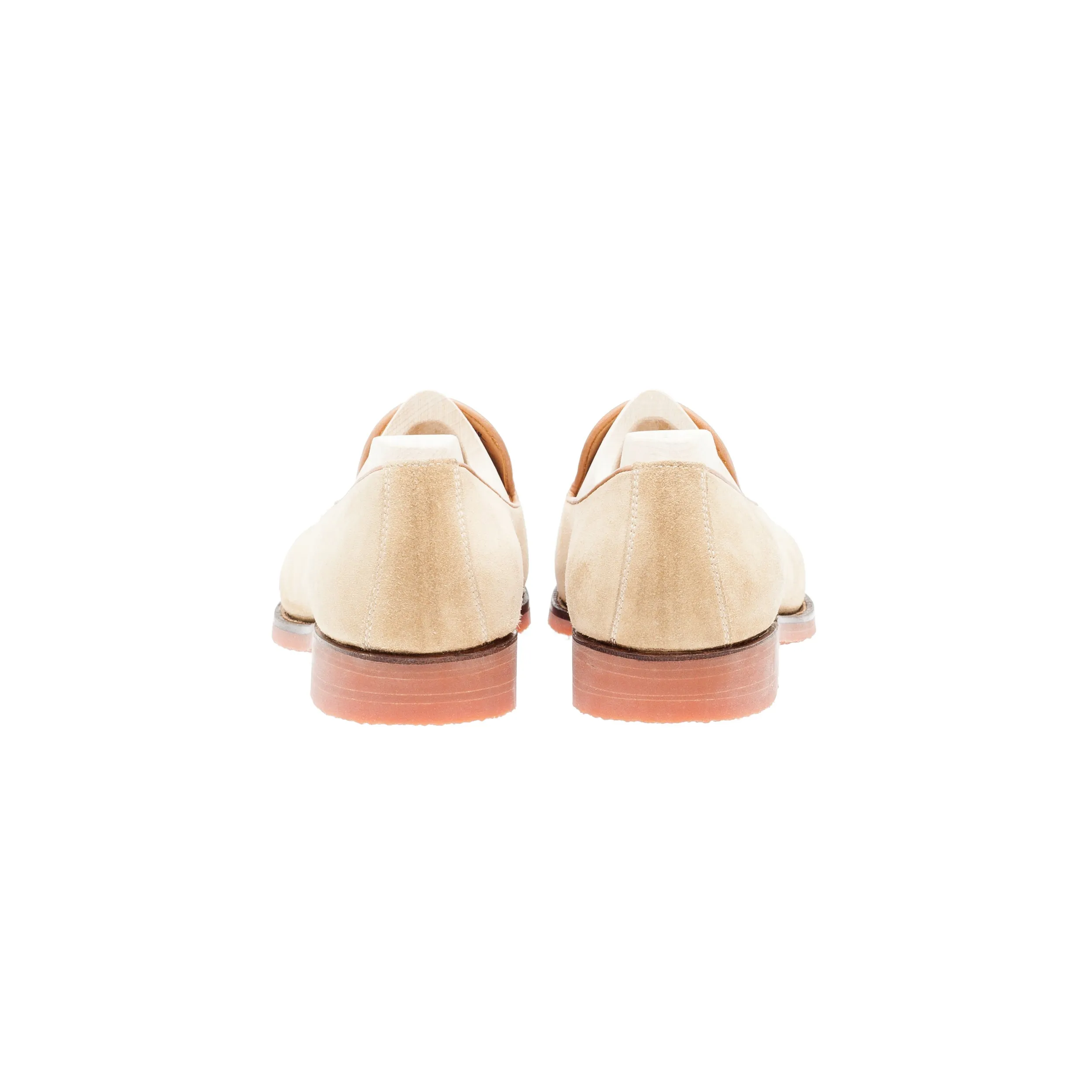 Elegant Loafer with hand-stitched apron in sand-beige suede leather
