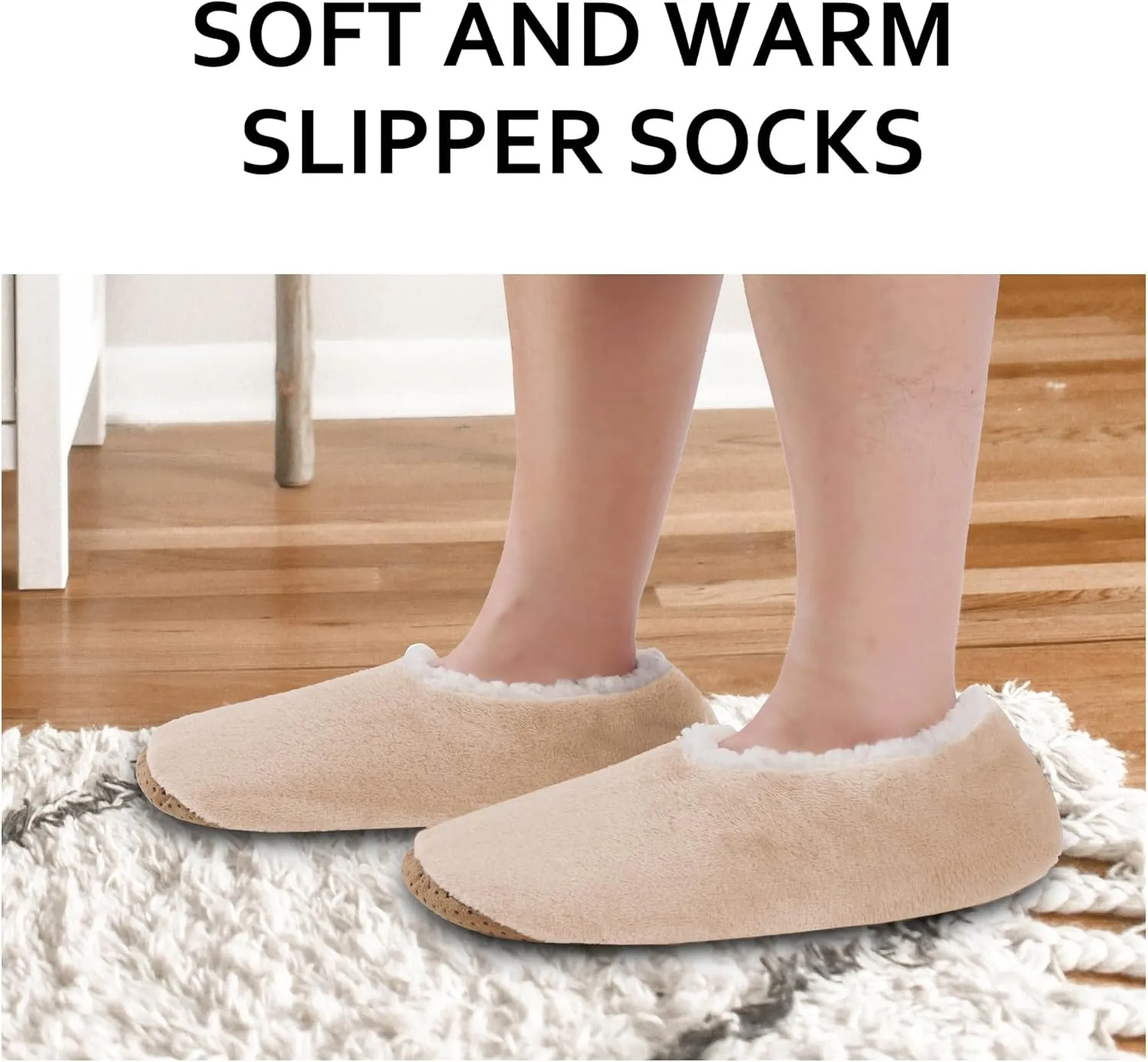 ELFJOY Mens Slipper Socks with Grippers Fuzzy House Slippers for Men Indoor Winter Warm Fleece Lined Sock Slippers