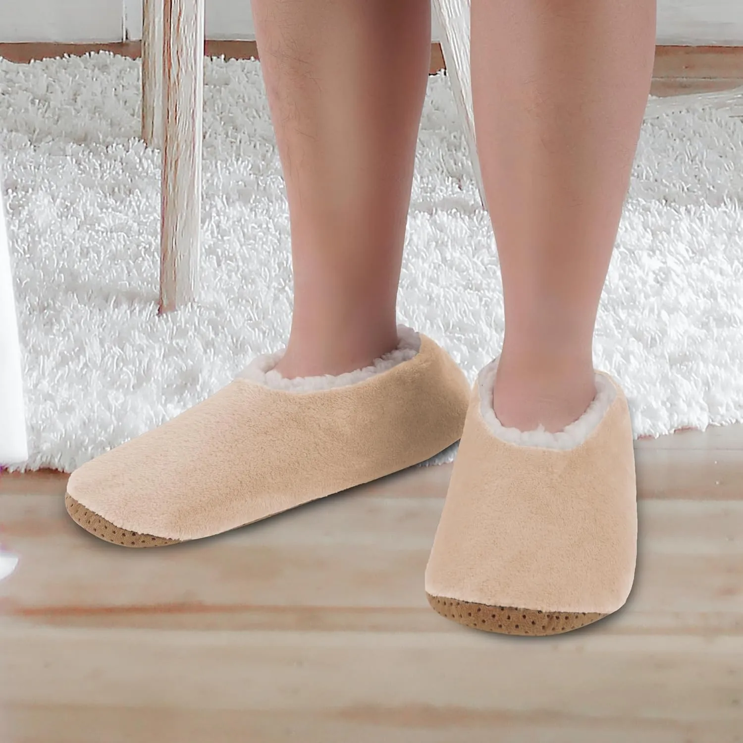 ELFJOY Mens Slipper Socks with Grippers Fuzzy House Slippers for Men Indoor Winter Warm Fleece Lined Sock Slippers