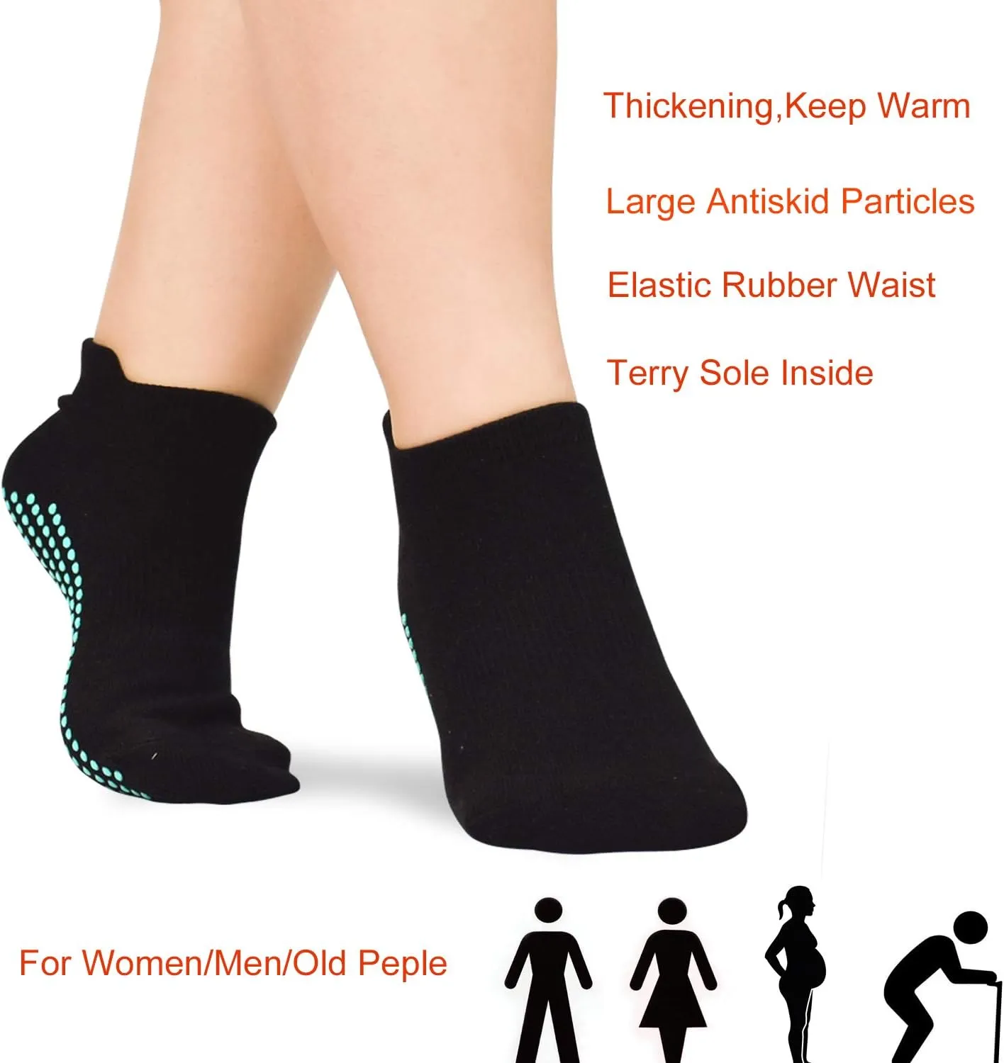 ELUTONG Pilates Non Slip Grip Socks for Women 4 Pairs Yoga Barre Ballet Workout Hospital Grippy Sock