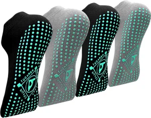 ELUTONG Pilates Non Slip Grip Socks for Women 4 Pairs Yoga Barre Ballet Workout Hospital Grippy Sock