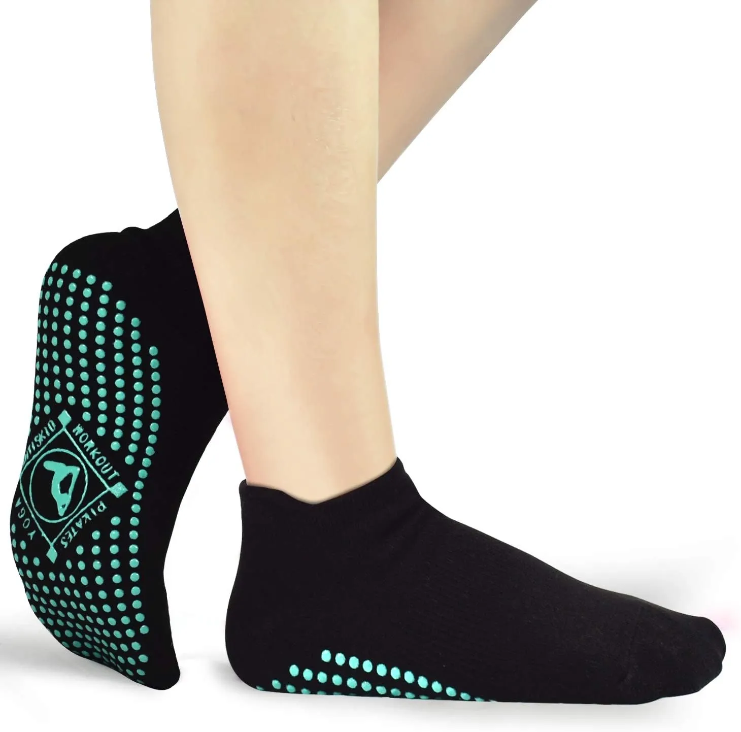 ELUTONG Pilates Non Slip Grip Socks for Women 4 Pairs Yoga Barre Ballet Workout Hospital Grippy Sock