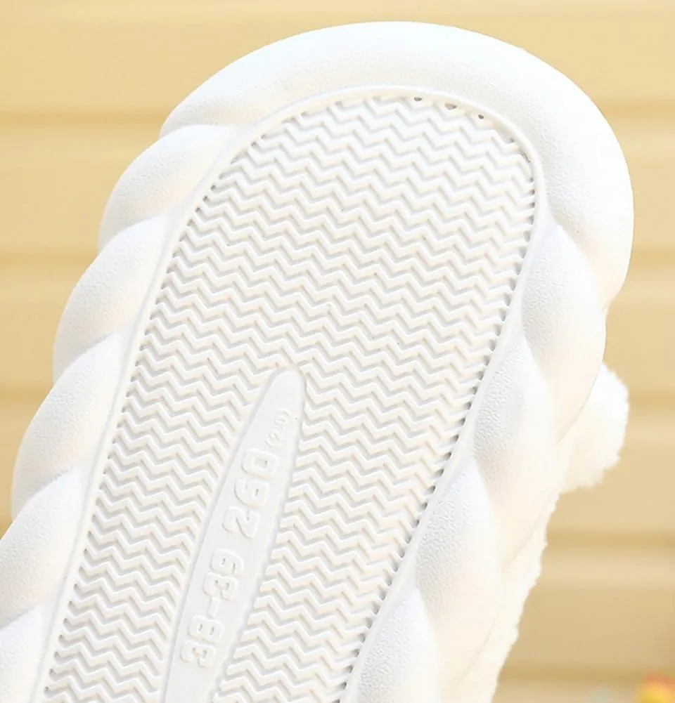 Epsion Women's Comfy Faux Fur Slippers Warm Bedroom Slippers Indoor Outdoor Slipper Cute Cloud Cotton Slippers Anti-Skid Rubber