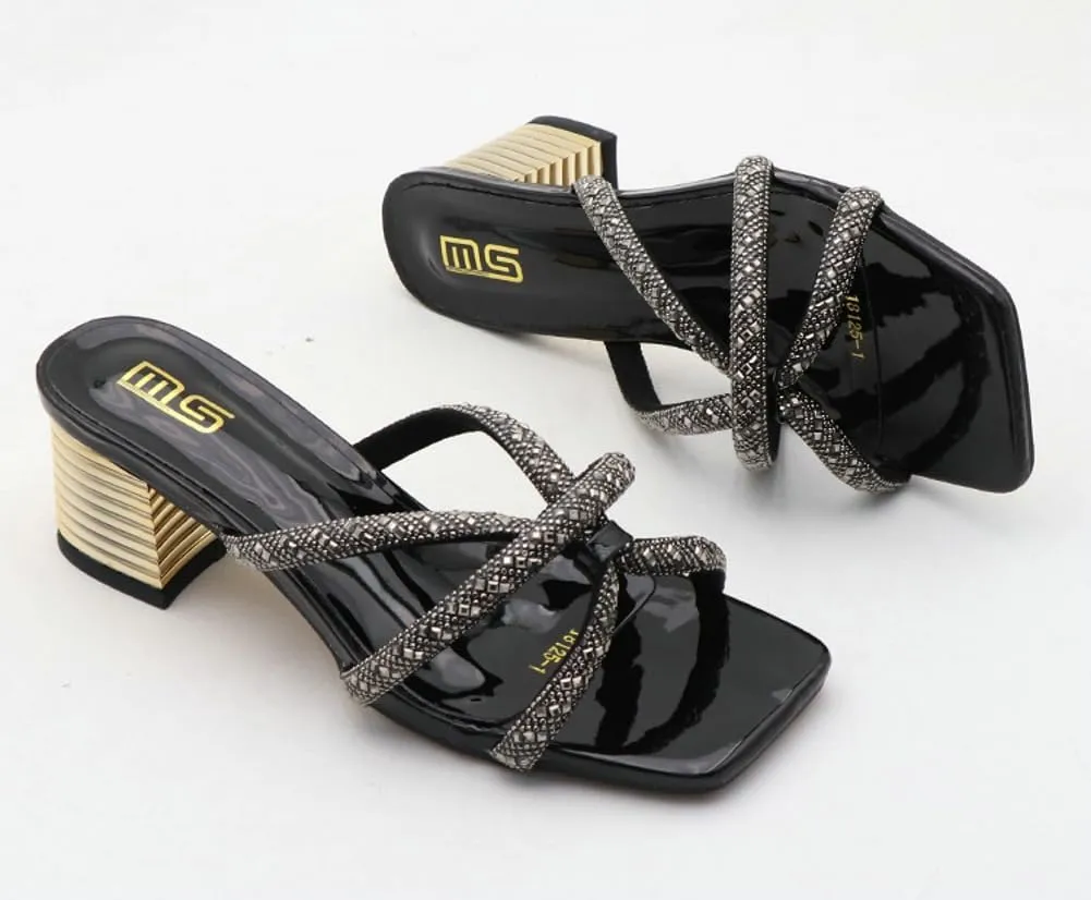 Epsion Women's Square Toe Rhinestone Strappy Heeled Sandals Transparent Block High Heels Slides Slipper Wedding Dress Party