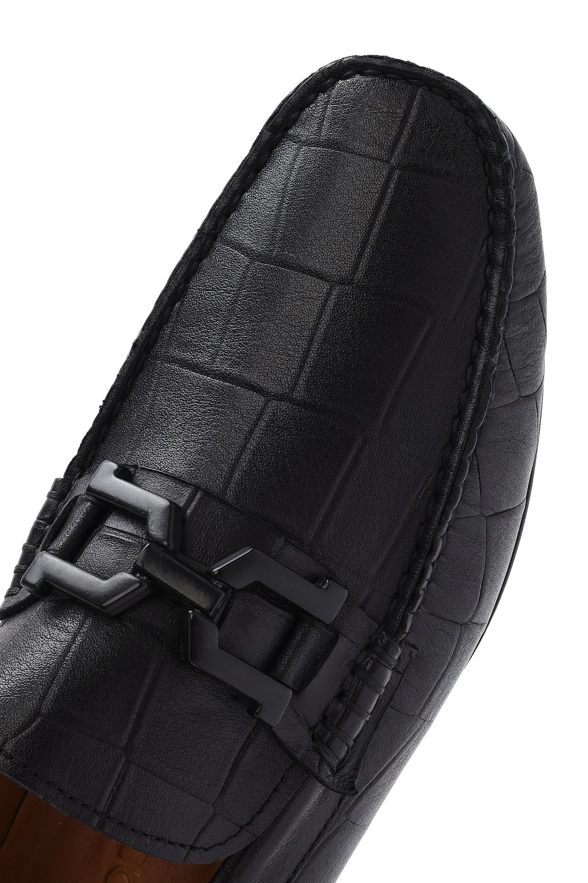 Erkek Siyah Tokalı Deri Loafer