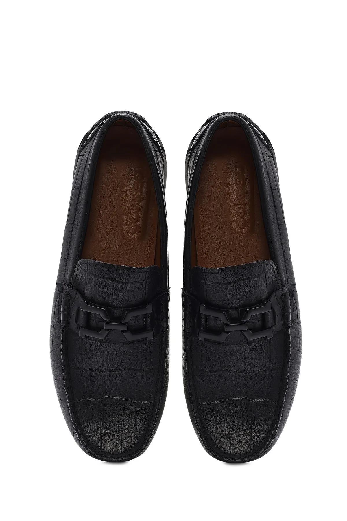 Erkek Siyah Tokalı Deri Loafer