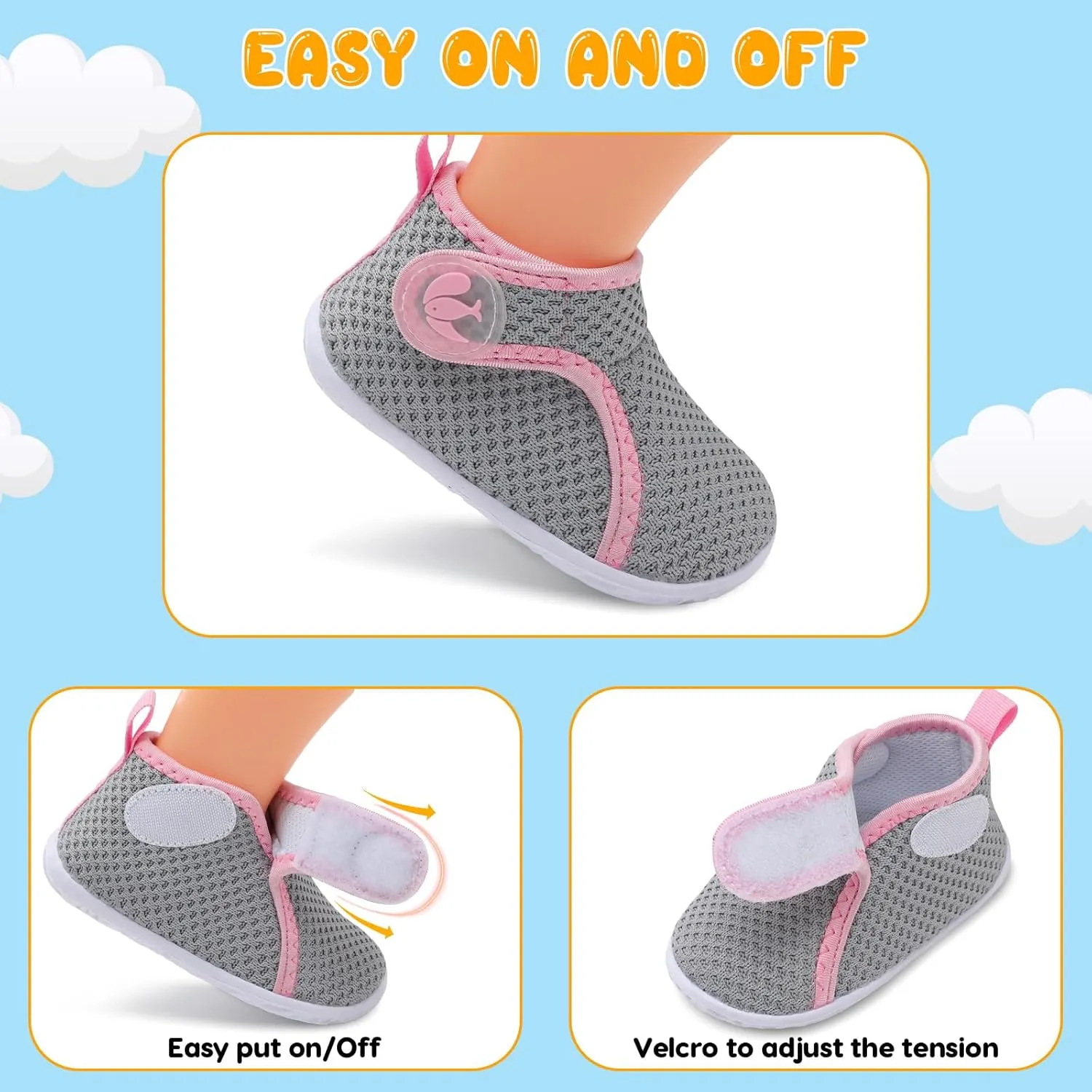 FEETCITY Lightweight Baby Sock Shoes Baby Walking Shoes Boys Girls Infant High-Top Shoe 12-18 Months