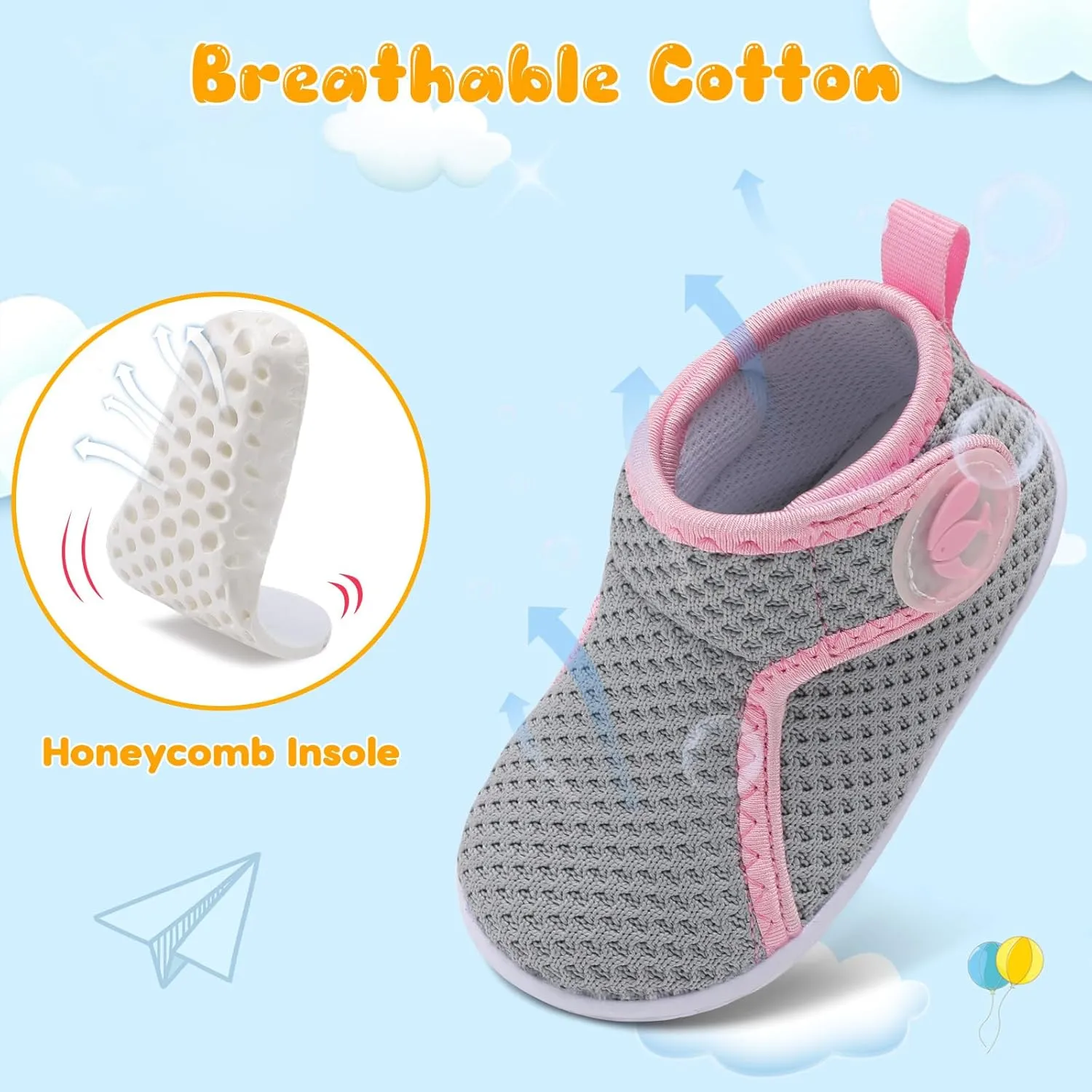 FEETCITY Lightweight Baby Sock Shoes Baby Walking Shoes Boys Girls Infant High-Top Shoe 12-18 Months