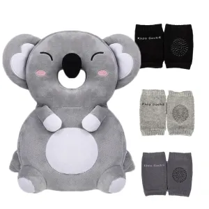 Feidoog Baby Head Protector Cushion Backpack with 3 Knee Pads for Walking & Crawling,Koala