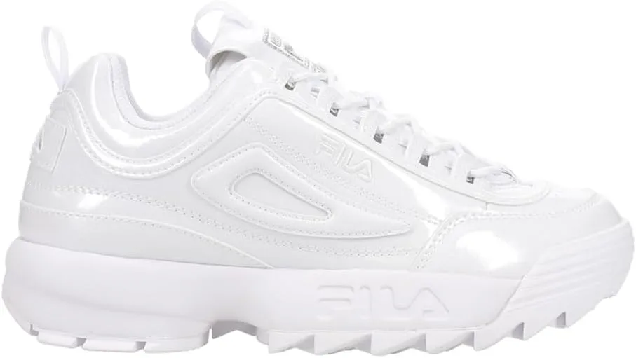 Fila Women's Disruptor II Shine Metallic Shoes, White/White/White - 8.5