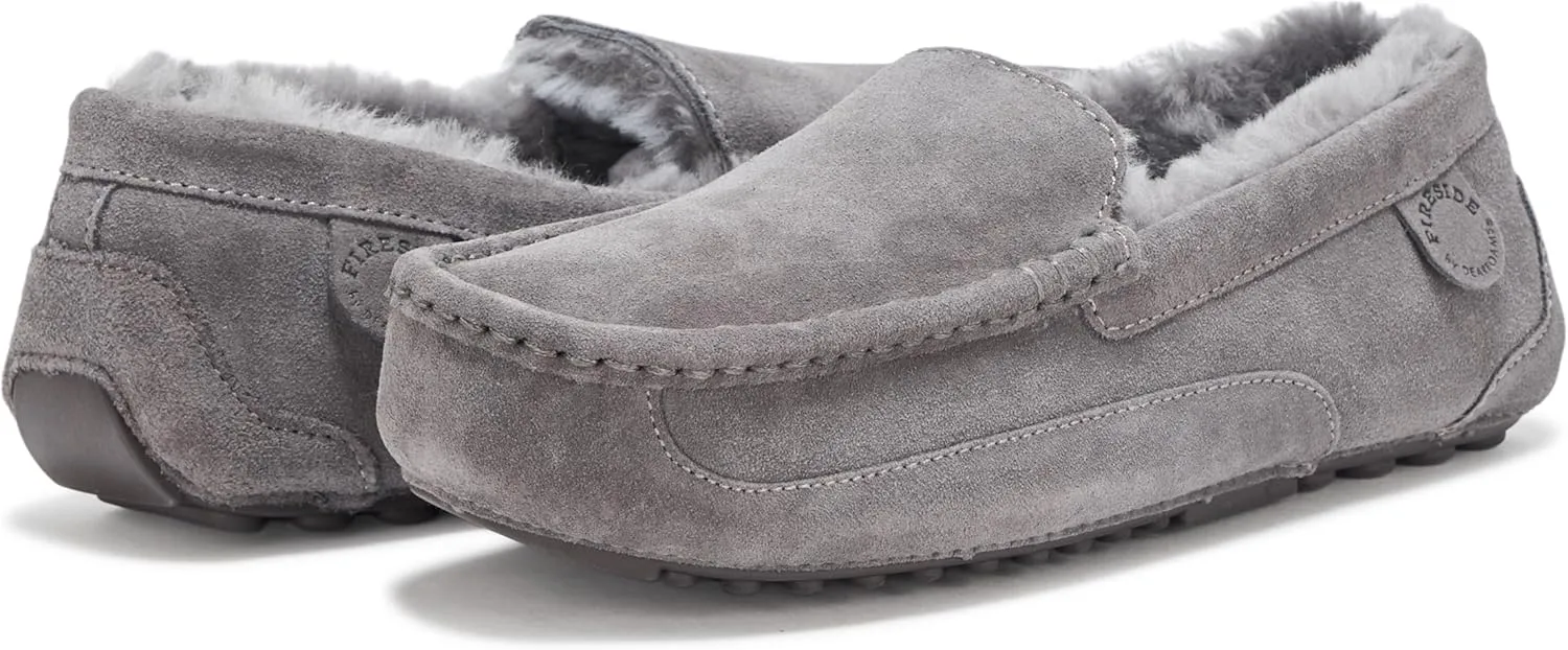 Fireside by Dearfoams Men's Melbourne Shearling Indoor/Outdoor Moccasin Slipper with Wide Widths