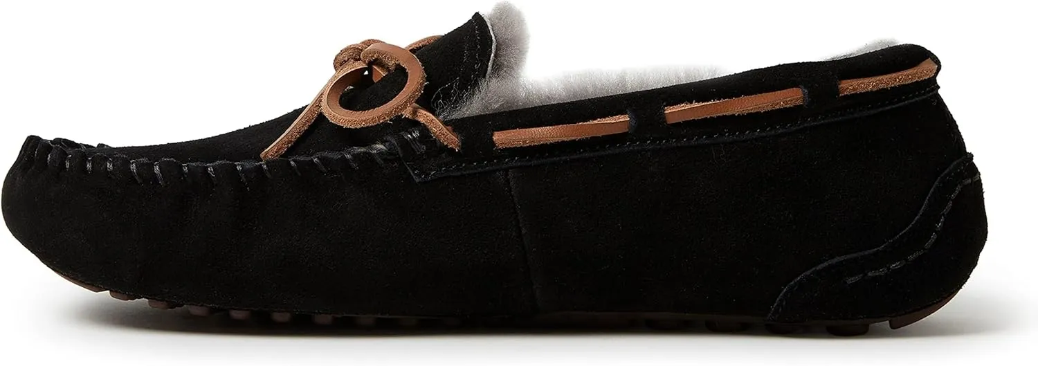 Fireside by Dearfoams Men's Victor Shearling Moccasin with Tie Slipper