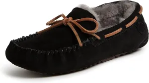Fireside by Dearfoams Men's Victor Shearling Moccasin with Tie Slipper