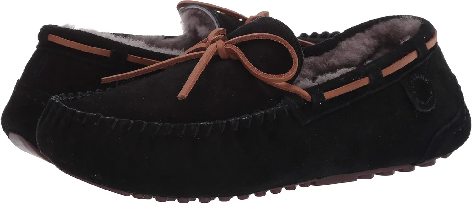 Fireside by Dearfoams Men's Victor Shearling Moccasin with Tie Slipper