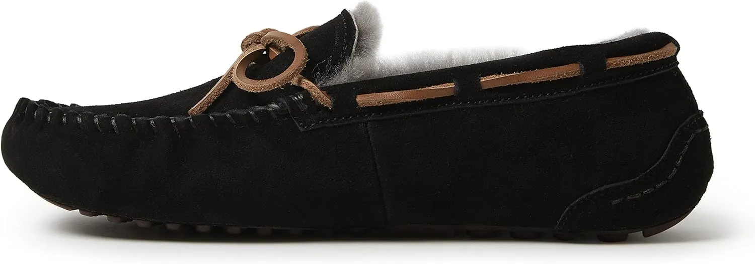 Fireside by Dearfoams Men's Victor Shearling Moccasin with Tie Slipper