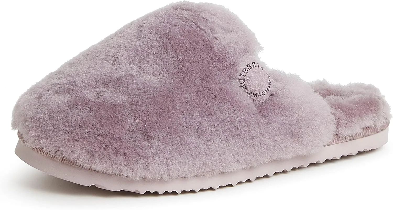 Fireside by Dearfoams Women's Shelly Beach All Over Shearling Easy on/Off Scuff Slipper
