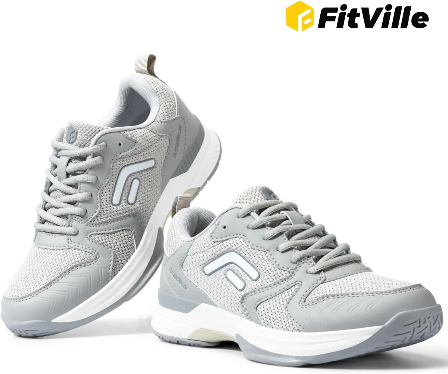 FitVille Wide Pickleball Shoes for Women Outdoor Court Lightweight Tennis Shoes Womens Ultra Cushioning Court Shoes with Arch Support & Wide Toe Box