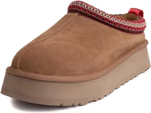 Fleece Lined Women's Mini Ankle Boot Slippers - Classic Snow Boots with Anti-Slip Platforms for Indoor & Outdoor Use