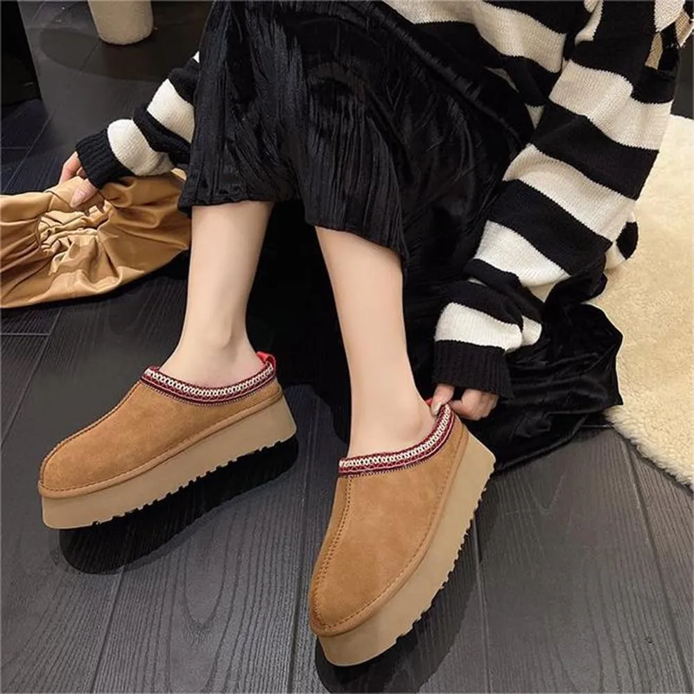 Fleece Lined Women's Mini Ankle Boot Slippers - Classic Snow Boots with Anti-Slip Platforms for Indoor & Outdoor Use