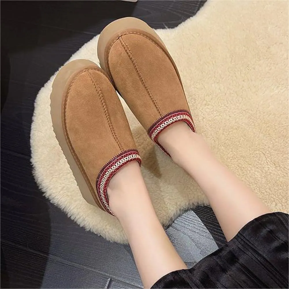 Fleece Lined Women's Mini Ankle Boot Slippers - Classic Snow Boots with Anti-Slip Platforms for Indoor & Outdoor Use