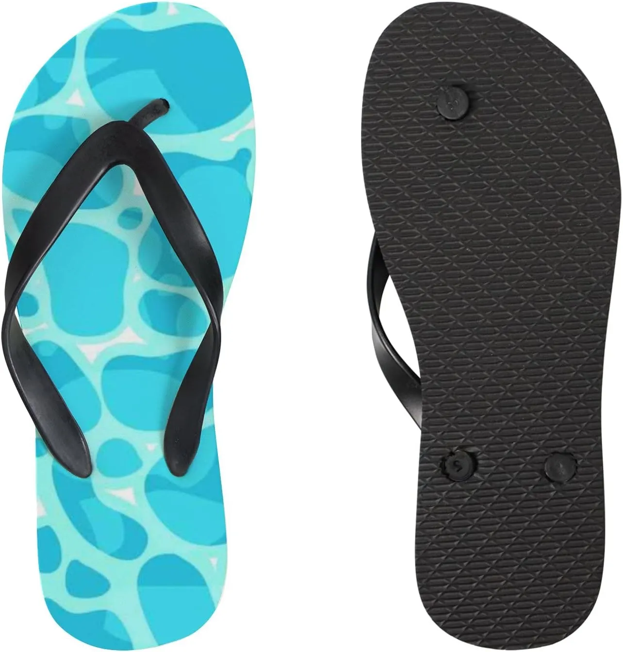 Flip Flops Blue Ocean Sea Water Cute Floral Flower Slide Sandals Summer Beach Slippers Thong Sandal Casual Yoga Mat Flat Slides for Women Men