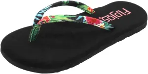 Flojos Fiesta Girl's Sandal Black Hibiscus 4