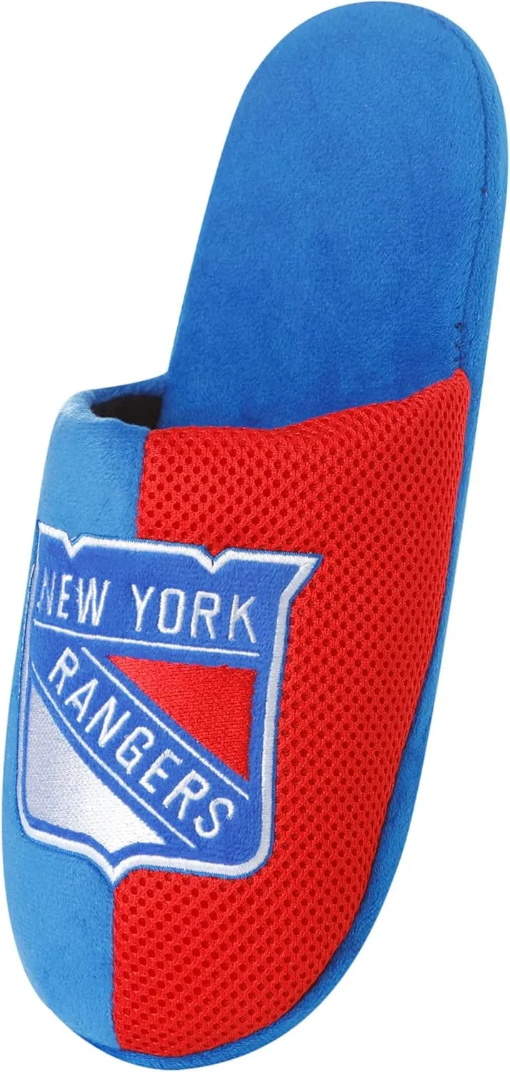FOCO Men's NHL Team Logo Staycation Plush House Shoes Slide Slippers