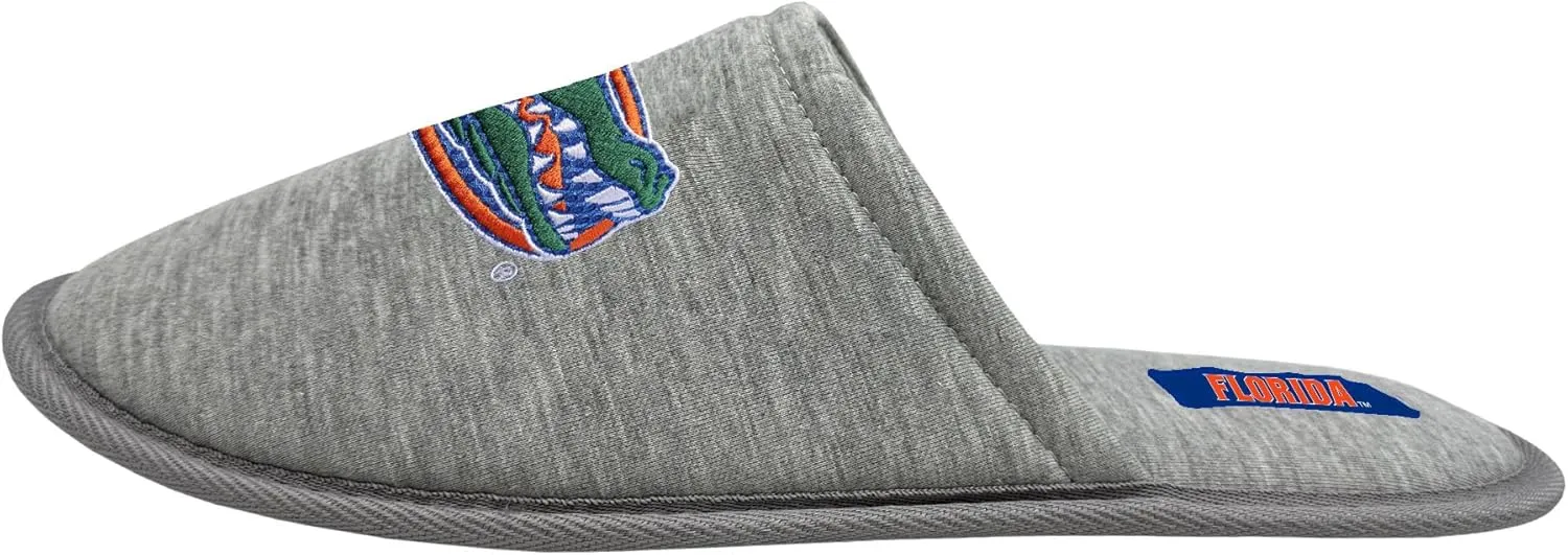 FOCO NCAA MEN'S BIG LOGO HEATHER GRAY SWEATSHIRT SCUFF SLIPPERS NON-SLIP SOLE