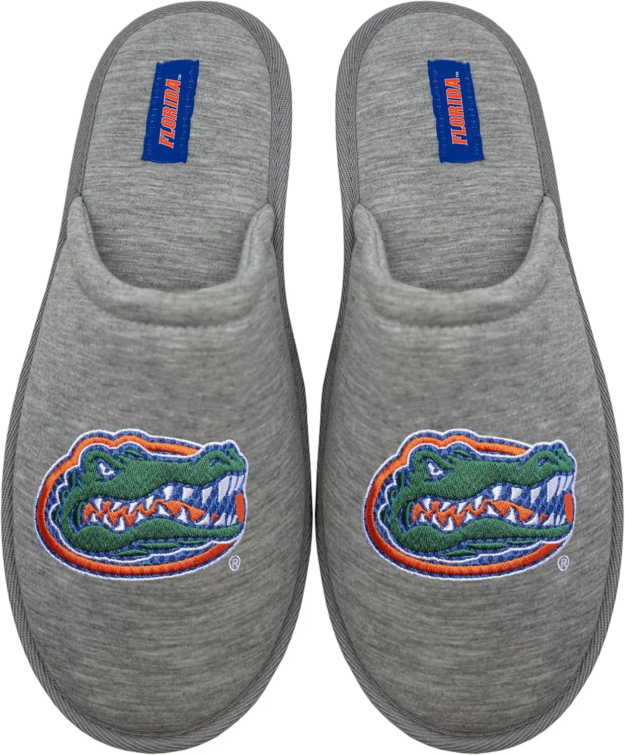 FOCO NCAA MEN'S BIG LOGO HEATHER GRAY SWEATSHIRT SCUFF SLIPPERS NON-SLIP SOLE