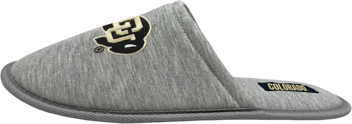 FOCO NCAA MEN'S BIG LOGO HEATHER GRAY SWEATSHIRT SCUFF SLIPPERS NON-SLIP SOLE