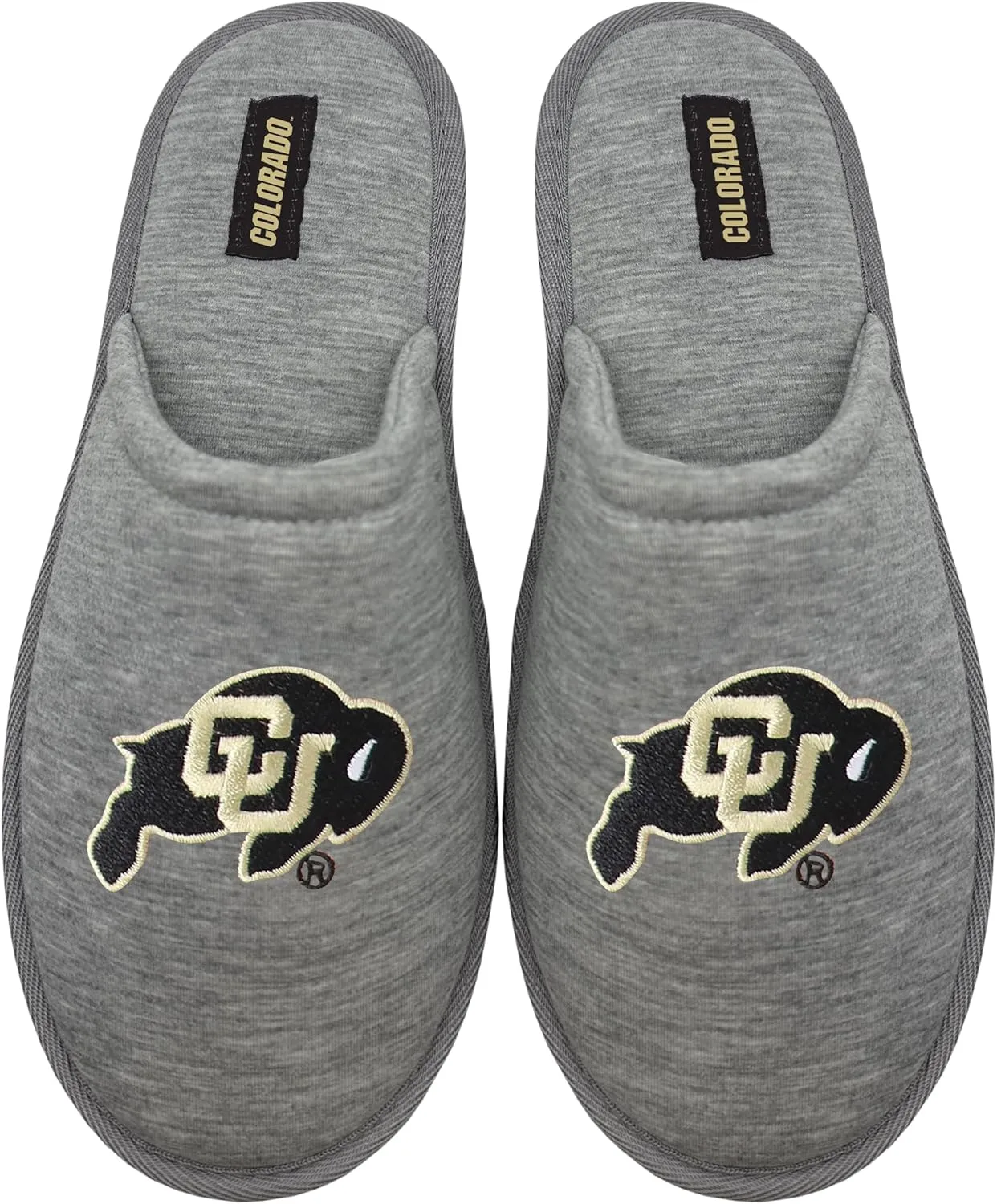 FOCO NCAA MEN'S BIG LOGO HEATHER GRAY SWEATSHIRT SCUFF SLIPPERS NON-SLIP SOLE