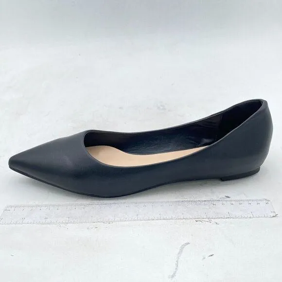 FOWT Women Dressy Pointy Toe Flats Lightweight Foldable Slip Leather Black