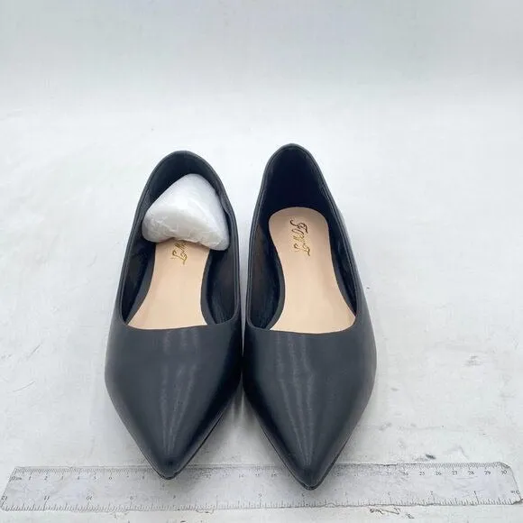 FOWT Women Dressy Pointy Toe Flats Lightweight Foldable Slip Leather Black