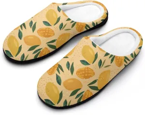 Fruit of Mango And Leaves Pattern Slippers for Women Girls Warm Plush Indoor Outdoor Shoes Non Slip