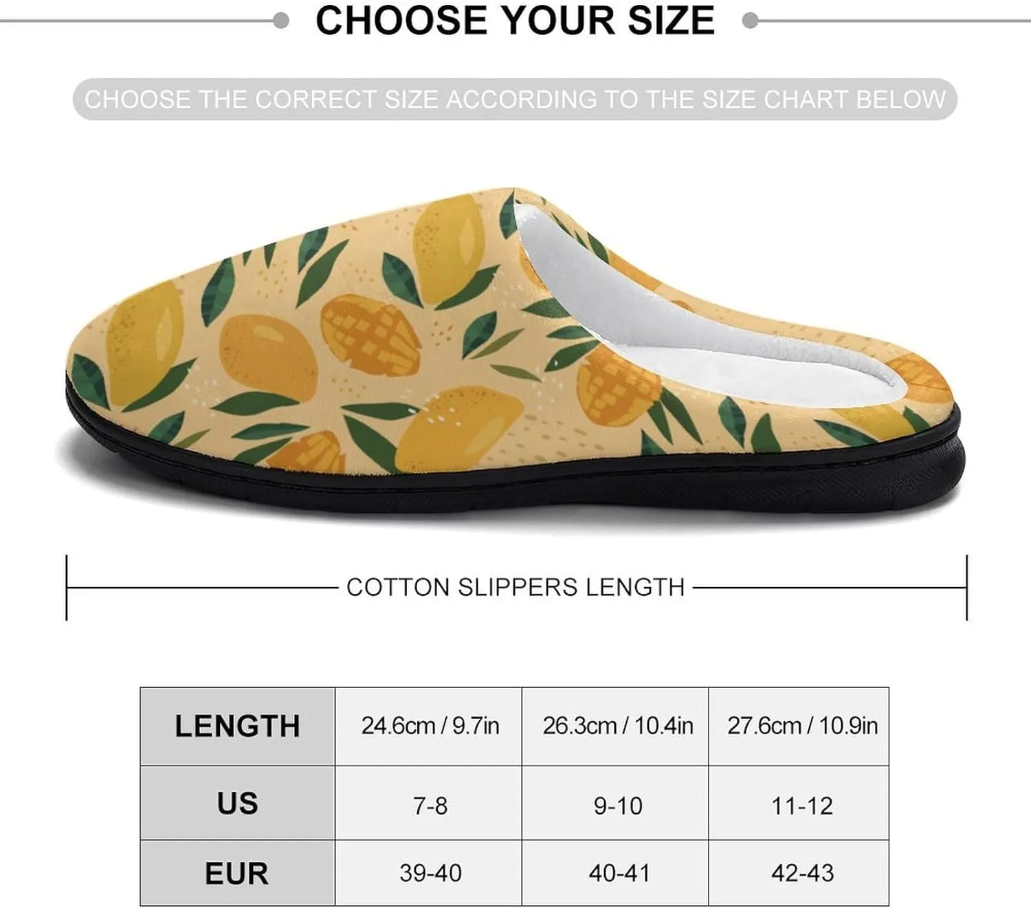 Fruit of Mango And Leaves Pattern Slippers for Women Girls Warm Plush Indoor Outdoor Shoes Non Slip