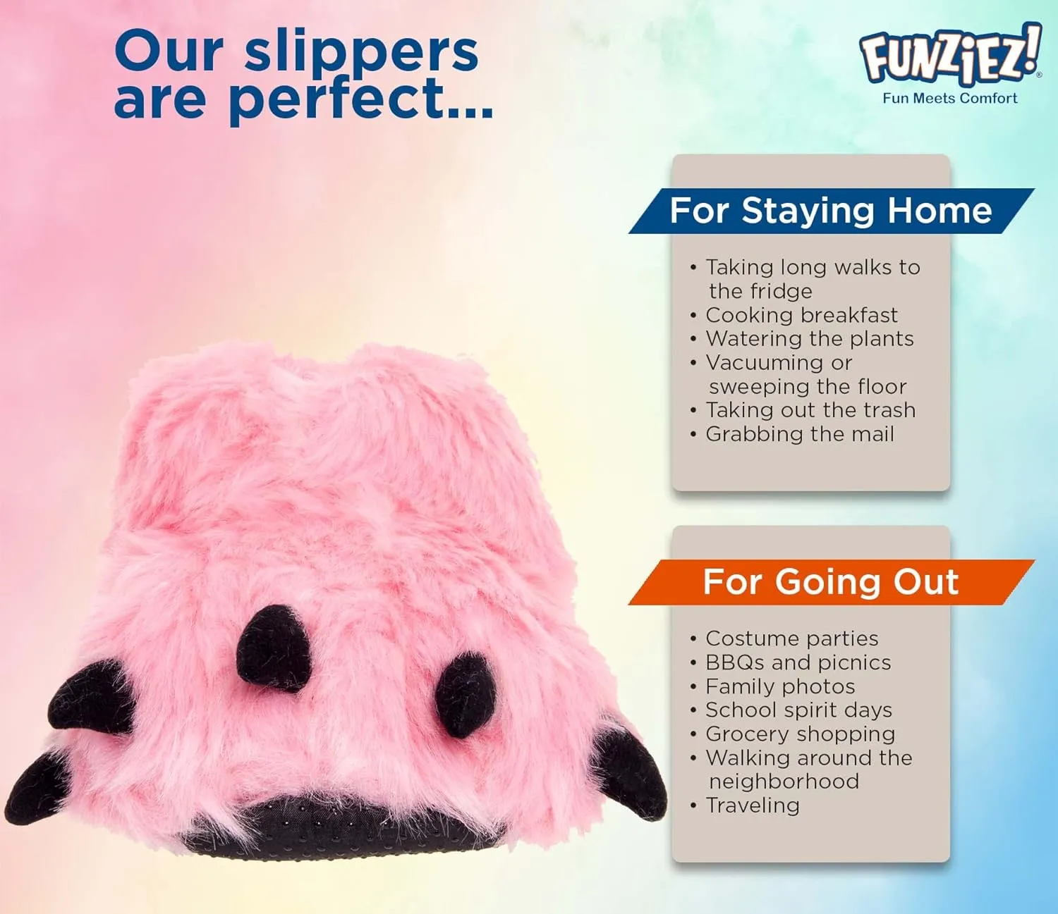 Fuzzy Bear Feet Slippers Womens & Mens, Funny Indoor House Shoes, Animal Stocking Stuffer, Gift Holiday Christmas Hanukkah Pink