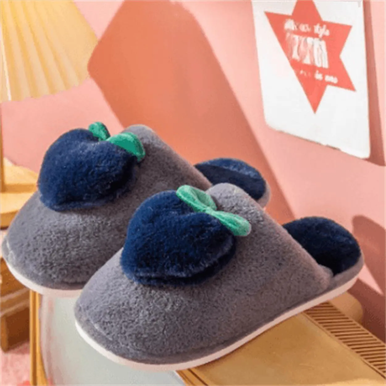 Fuzzy Slipper Winter Fluffy Slippers Peach Cute Slippers For Women Comfortable Warm House Shoes Slippers