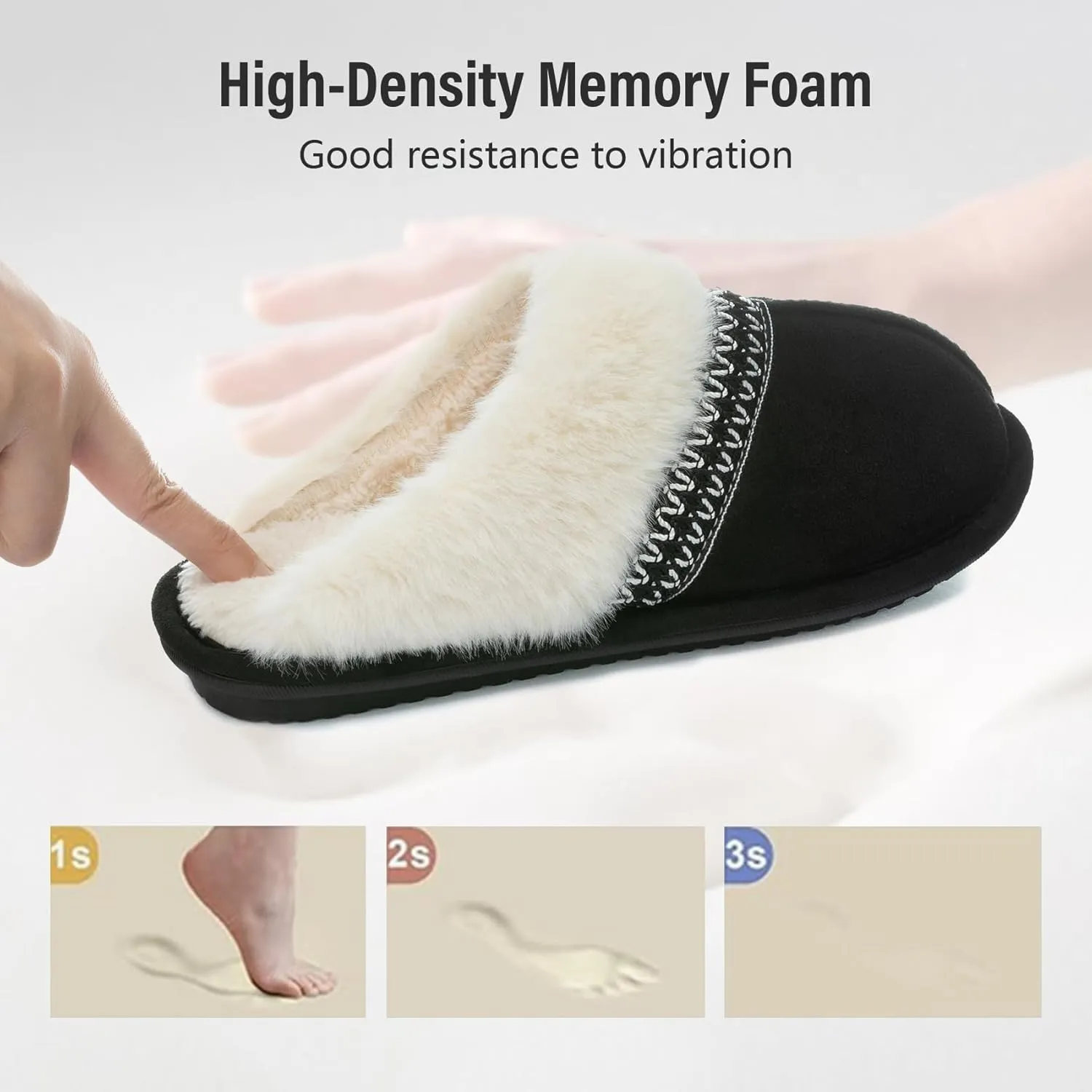 Fuzzy Slippers for Women with Memory Foam Warm Winter Suede House Slippers Indoor Outdoor Gifts For Women Faux Fur Anti-Skid