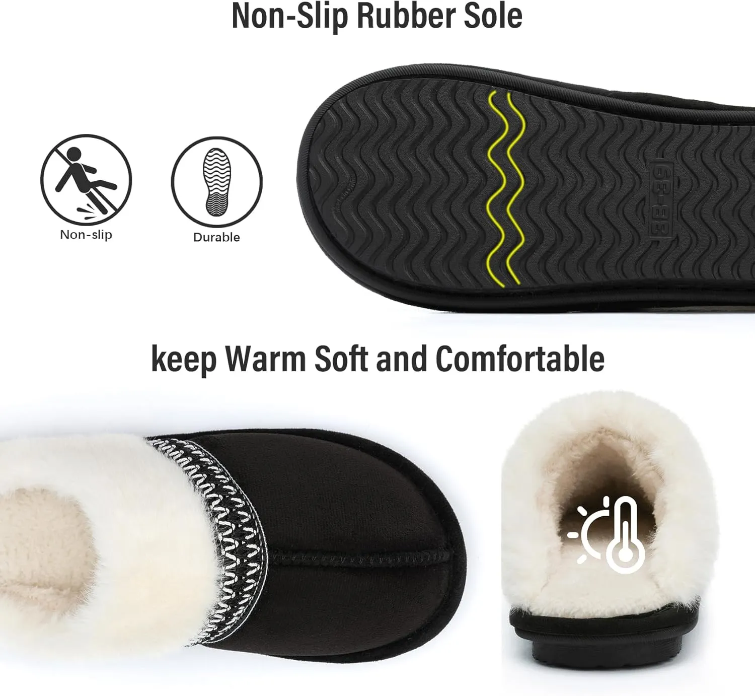 Fuzzy Slippers for Women with Memory Foam Warm Winter Suede House Slippers Indoor Outdoor Gifts For Women Faux Fur Anti-Skid