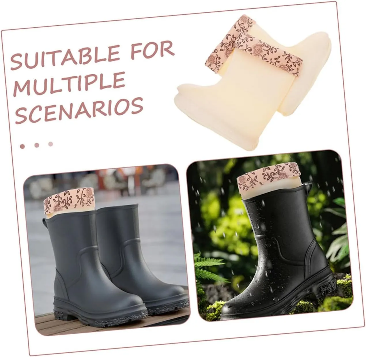 Gadpiparty Waterproof Boot Covers for Women Warm Liners for Rain Boots Sock Liners for Cold for Outdoor Use