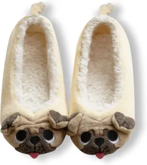 GaraTia Pug Slippers for Women Cute Dog Slippers Socks Warm Animal Soft Plush House Shoes Indoor